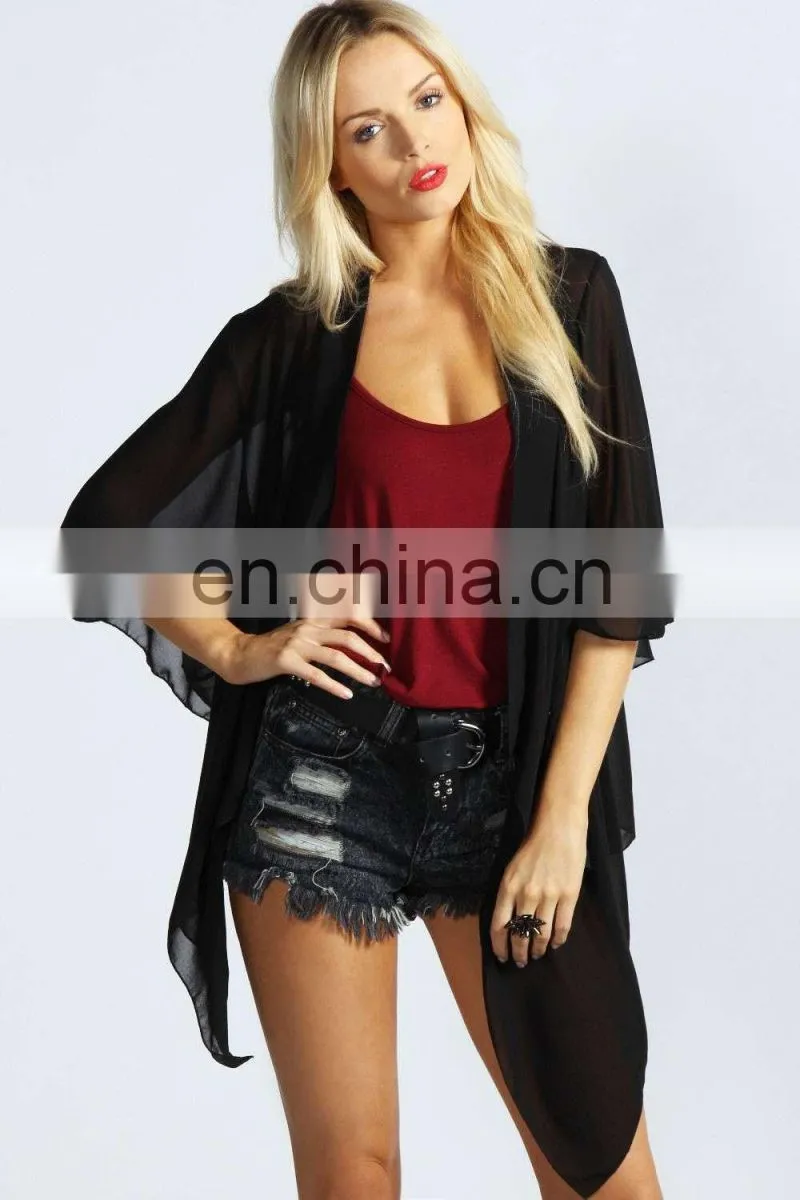 WATERFALL CHIFFON KIMONO Latest beach kimono soft polyester fabric embroidered kimono