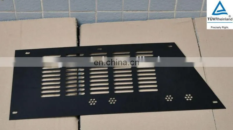 custom machining Precision with flower design .090 ALU pwdr ct blk side panel small truck mount plate