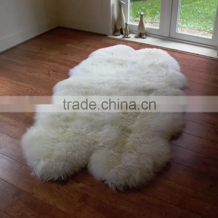 Natural white sheep fur rug