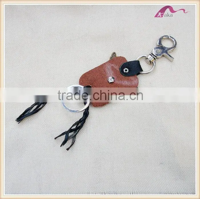 Custom Shaped Metal Leather Eagle Badge Keychains