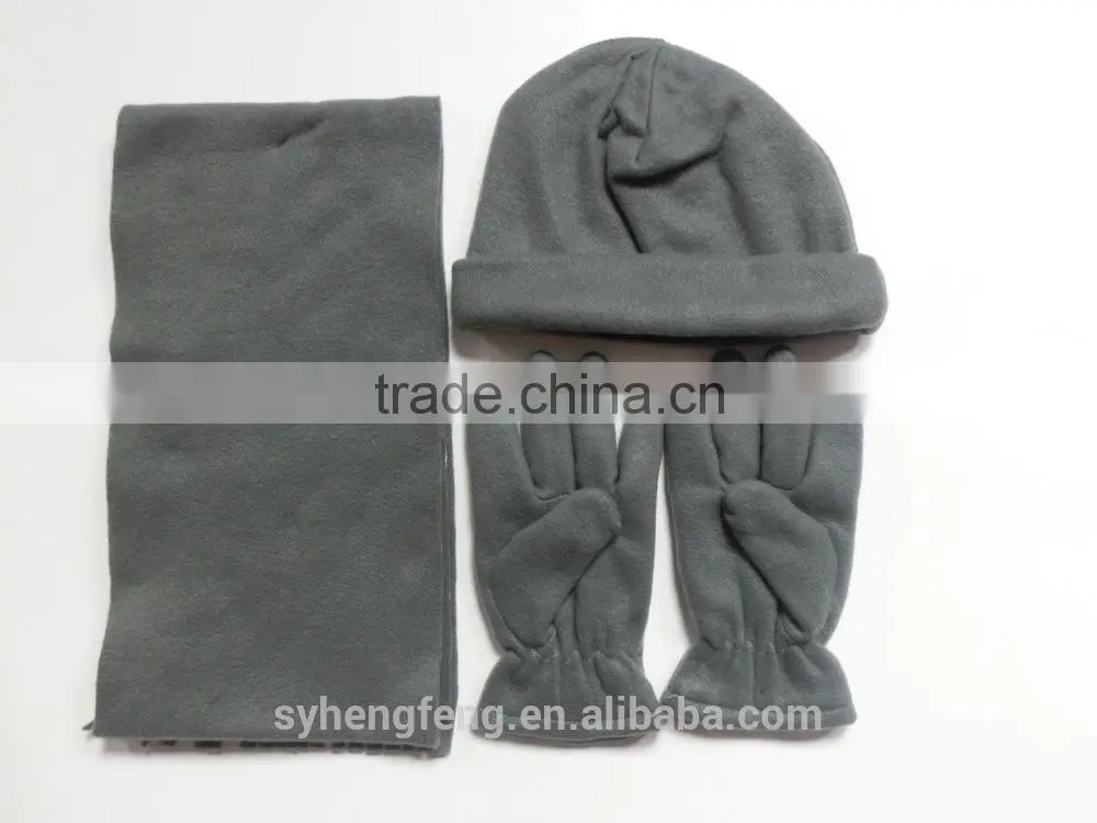 2016 New Polar fleece three-piece including hat scarf and gloves