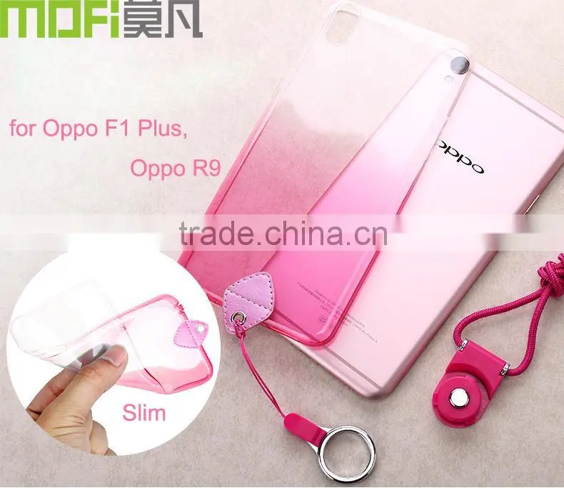 MOFi Original Gradient Color TPU Soft Case for OPPO F1 Plus, Mobile Phone Lanyard Pouch Slim Silicone Back Cover for OPPO R9