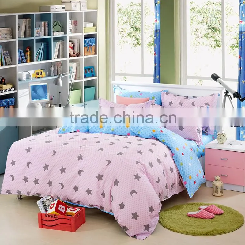 Home textile star and moon pattern reactive printed quilt cover set modern kids bedroom sets