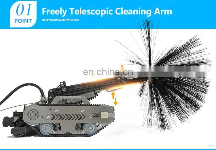 Ventilation duct cleaning robot rotary brush stainless steel pipe duct cleaning machine