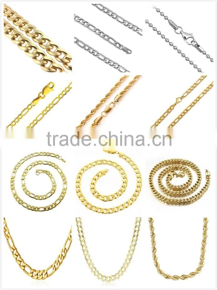 Dubai New Gold Chain Design For Men Stainless Steel Gold Plated Link Chain Necklace