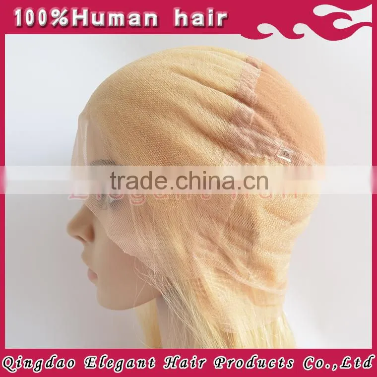 2015 Qingdao new high quality human hair lace wigs blonde