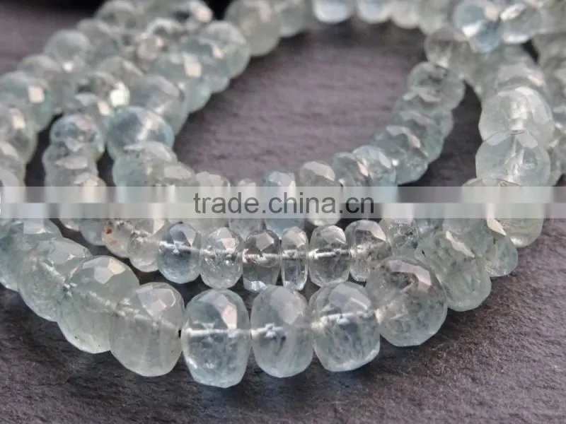 Aquamarine Rondelles Faceted