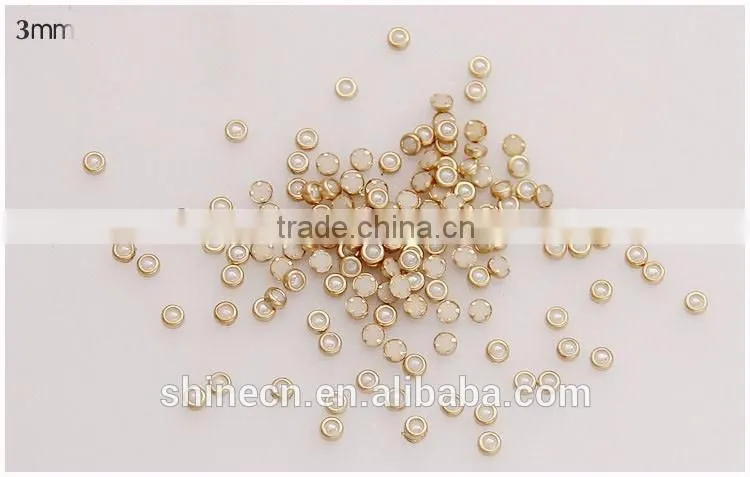 New stones 3mm 4mm 5mm 6mm metal golden edging flatback round hot fix rhinestones