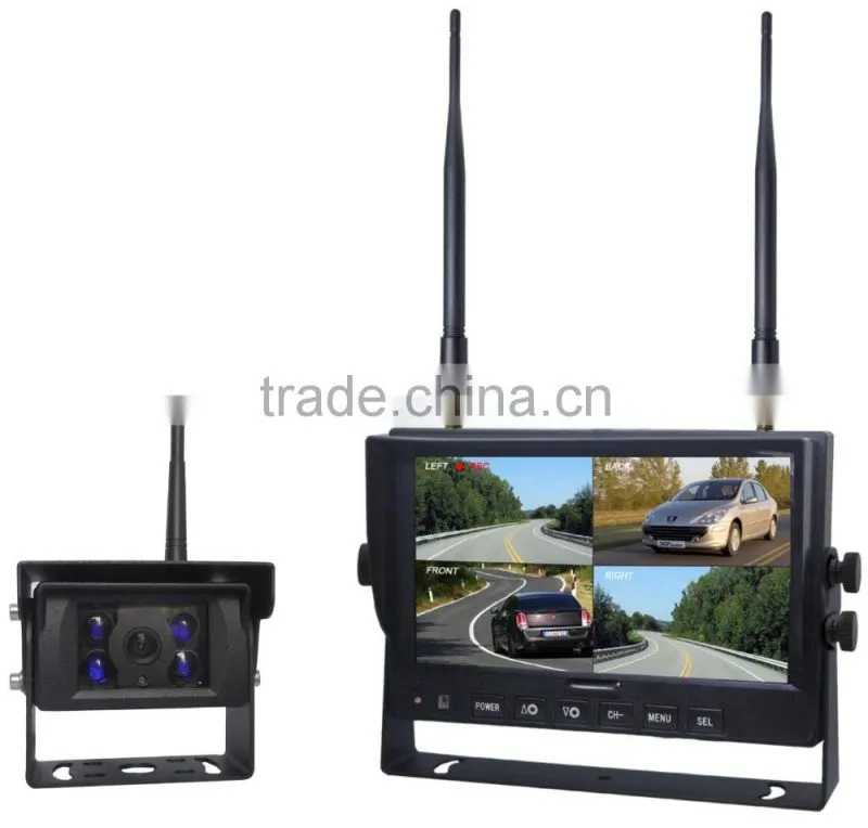 100% Factory DC12 to 32V 2.4G Digital Wireless 4 Way Car Reverse Camera System with Night Vision Camera