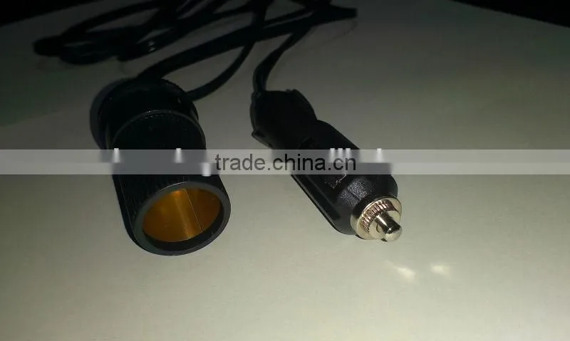 12V car cigarette plug with female socket extension lead cable