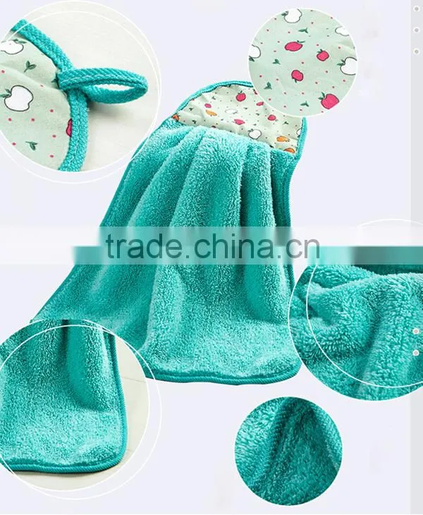 100% Microfiber Coral Fleece Hangle Hand Towel