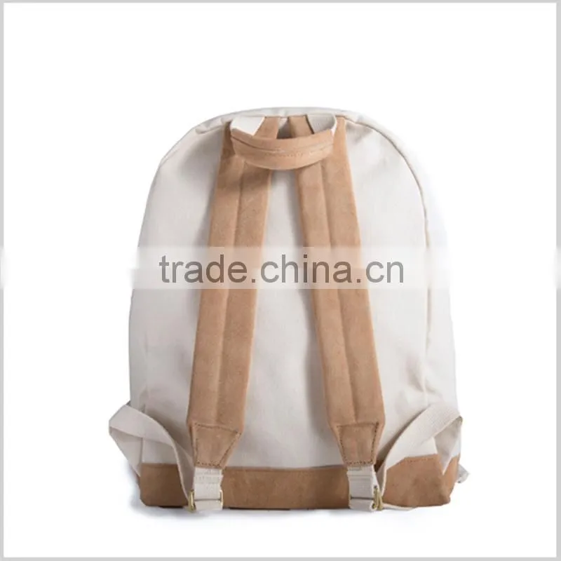 high quality blank canvas backpack/wholesale white backpack/canvas school backpack