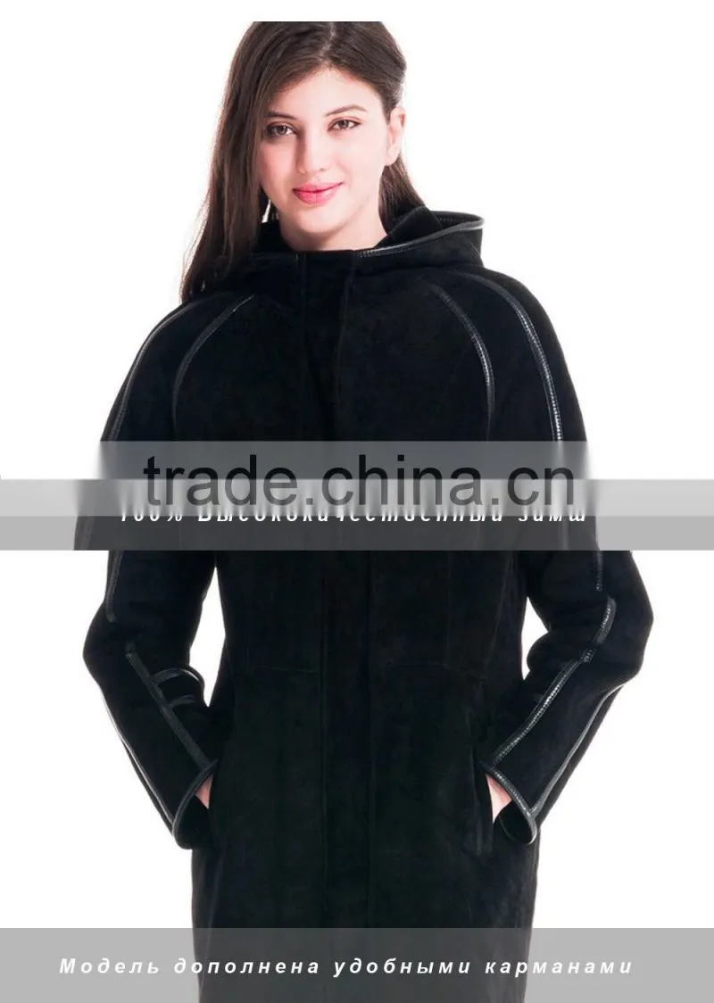 2015 Winter Women Medium Length Slim Fit Coat With Hat Overcoat