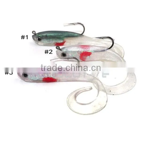 Soft bait lead fish, curl tail fishing lure, shiny body lead bass lure Chentilly CHSOFT28 fishing tackle wholesaler