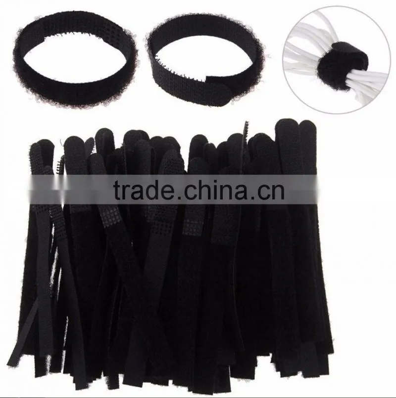 Reusable Nylon Hook Loop Cable Cord Ties Tidy Straps Organiser Black