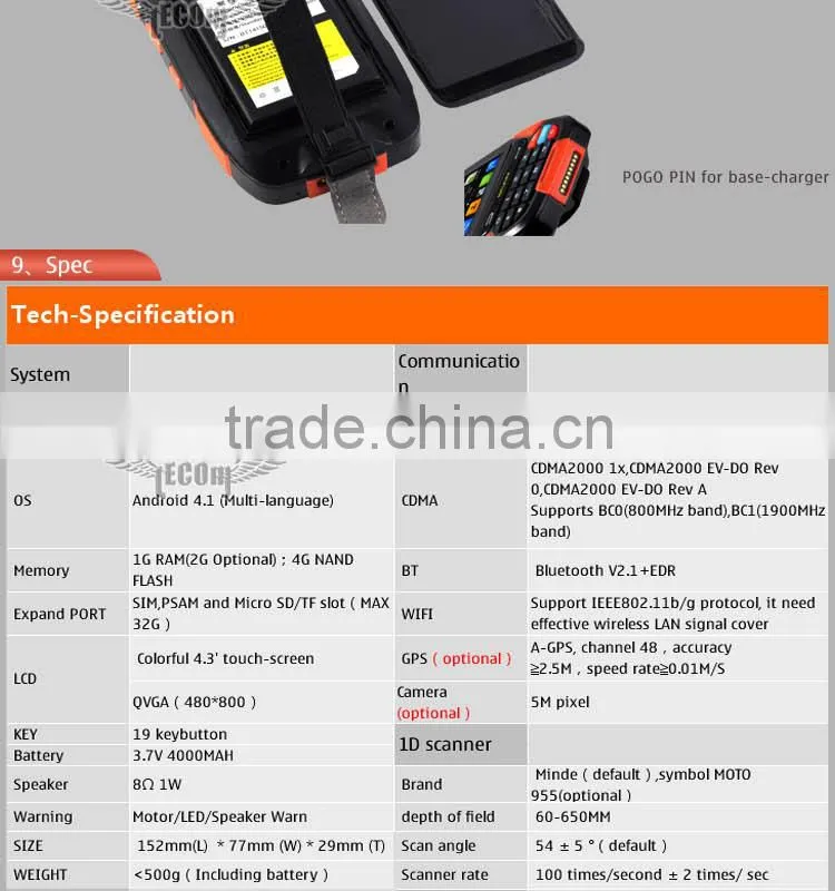 Wholesale Cheap Wifi BT 1D 3G Barcode Scanner PDA With Android OS