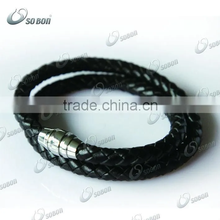 Fashion Jewellry Stainless Steel PU Leather Bracelet with Heart Charm