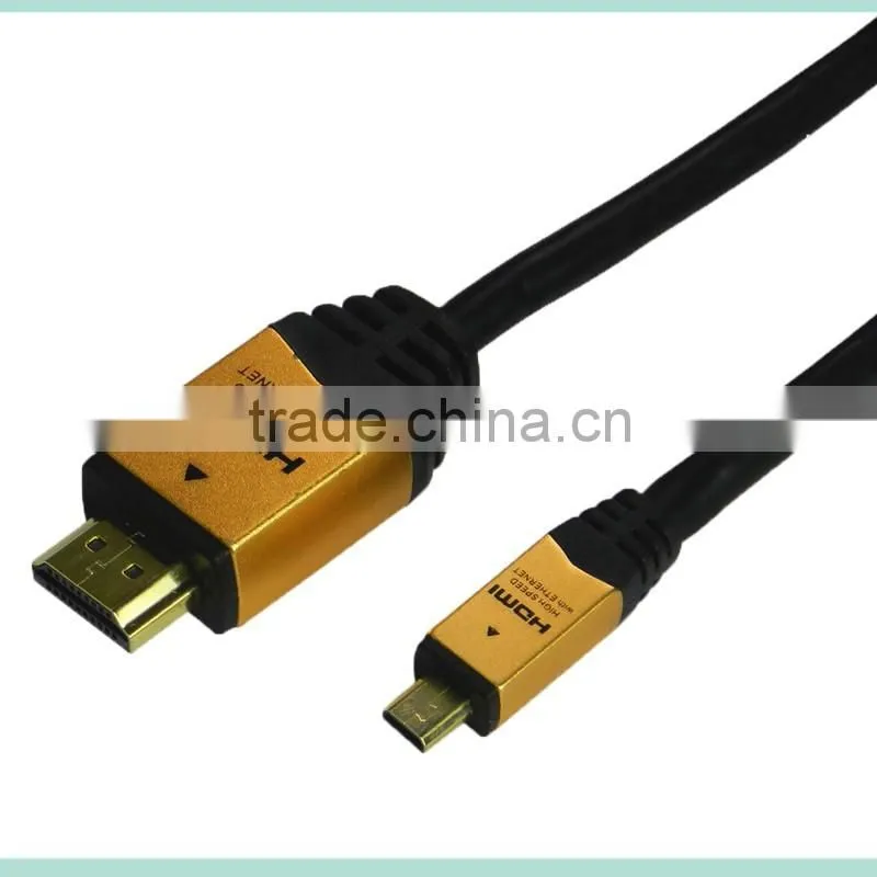 Low price HDMI 19pin A male to D male cable with Ethernet support 3D and 4K