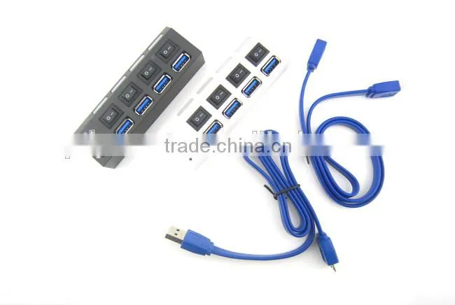 Computer 4 Ports 3.0 High Speed USB Hub with Swith Button