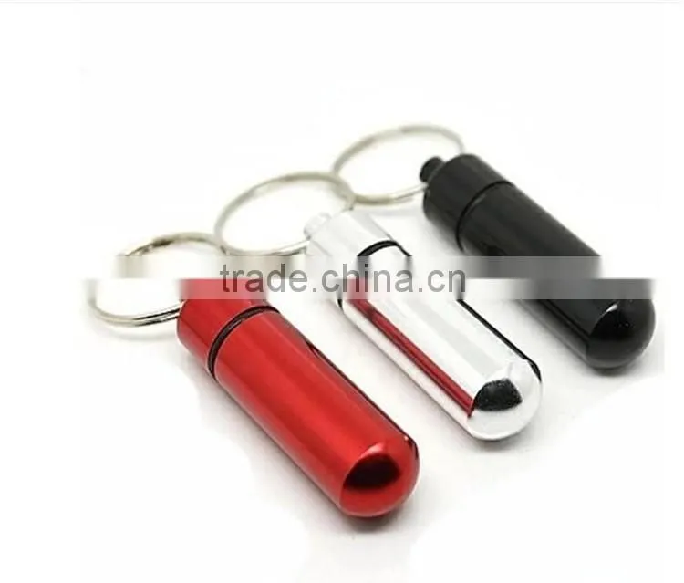 FDA Standard Waterproof Aluminium Mini Pill Case Keyring