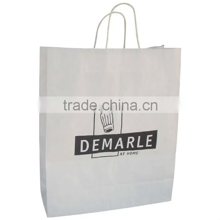 cheap custom printing white kraft paper shopping bag