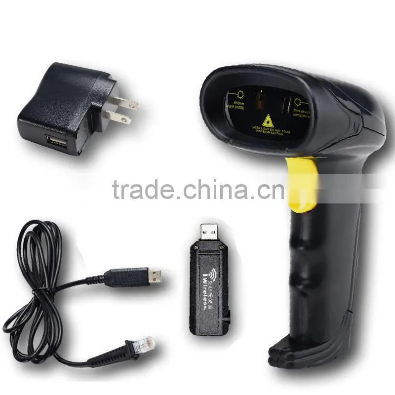 Reader POS Cordless Rechargeable 30~50m 2.4GHz Laser USB Wireless Barcode Scanner