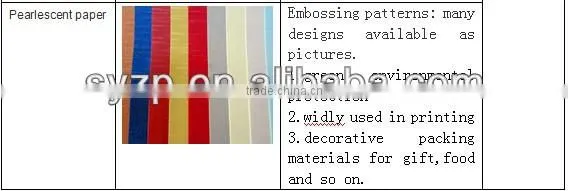 Good quality pearlescent paper / pearl paper for wrapping&printing