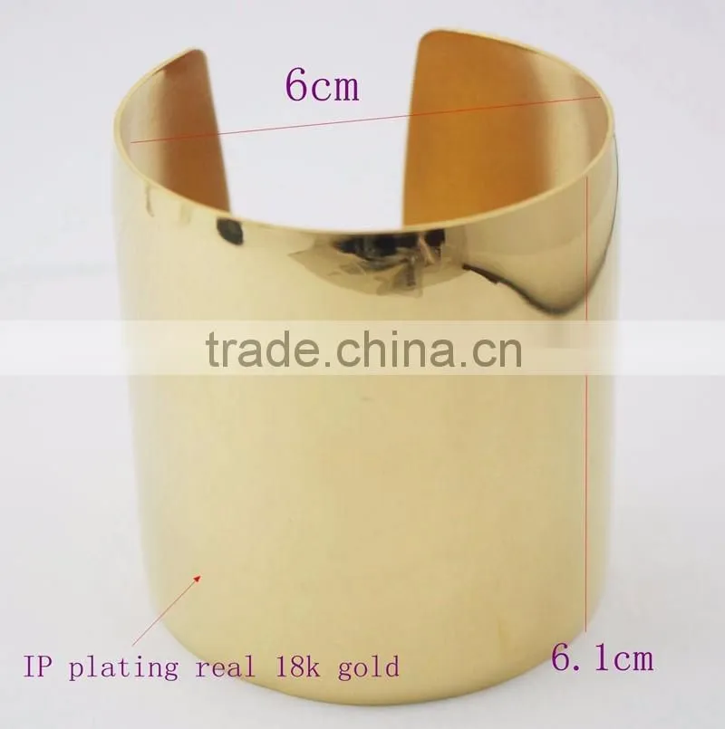 Simple Design Stainless Steel Blank Ultra Wide Gold Bangle Bracelets Cuff