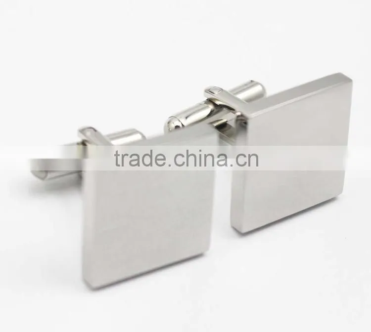 316L stainless steel shiny silver Classic mens Square cuff button