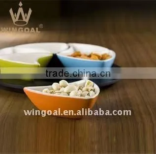 Wingaol new design porcelain chip and dip snack plate