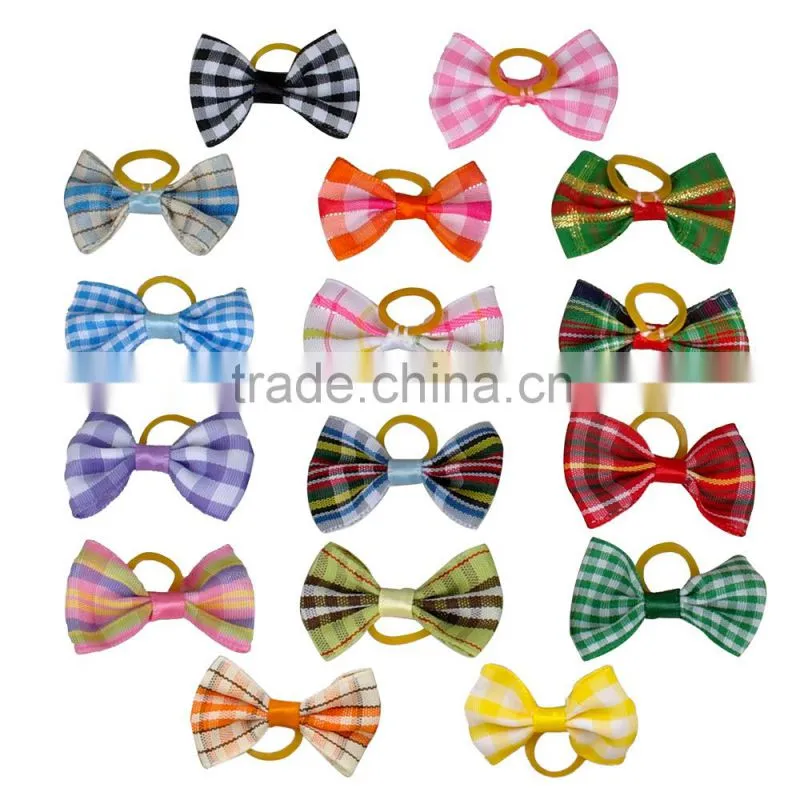 Grid Pattern hair bows for puppies wholesale dog boutique hair bows