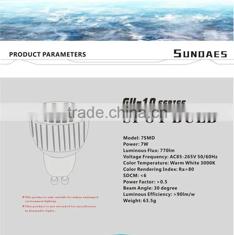 LED spotlight GU10 series 7W warm white cool white gu10 led spotlight spot bulb AC85-265V