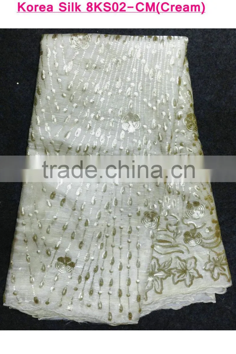 Korea marketing textile silk sequins Korea silk feeling multicolor seek silk lace Korean sequins lace