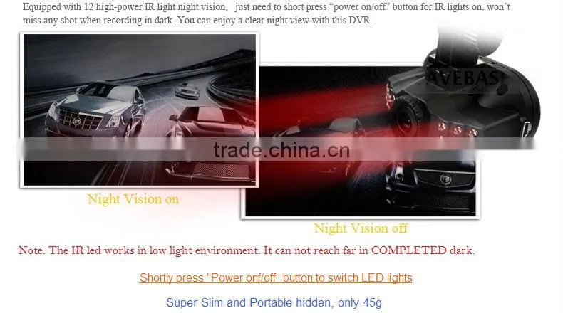 Fantastic travel mate IR G-sensor HD DVR 1080p car dvr for motorcycle