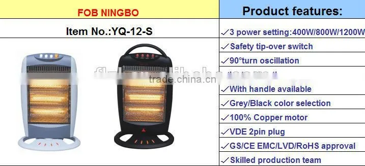 hot selling halogen heater electric heater tubular electric heater 400W/800W/1200W/1600W