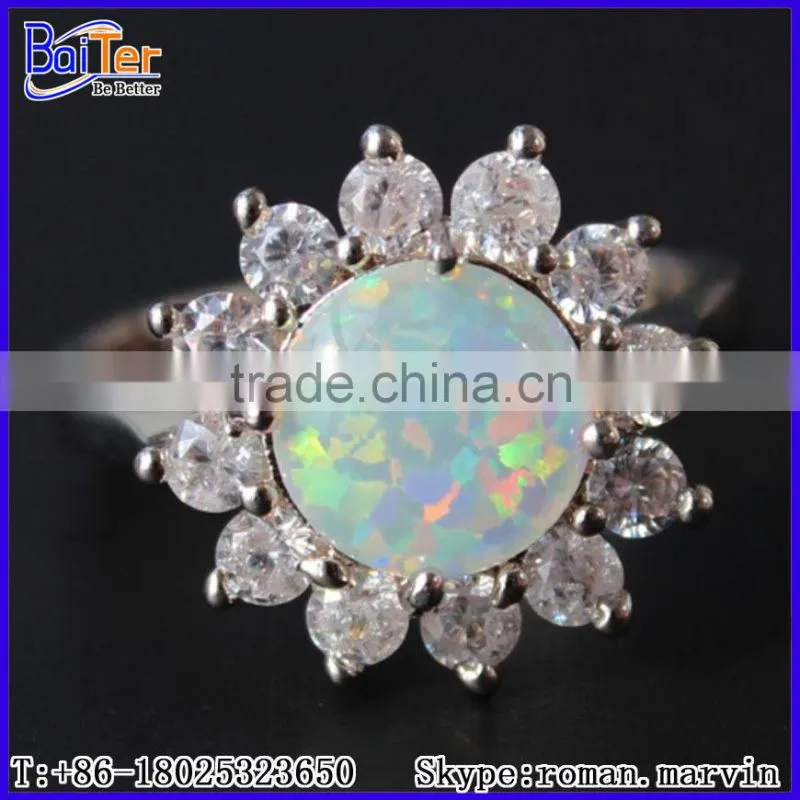 Man Made Synthetic Birthstone Opal Earring Stud Jewelry S925 Fire Opal Body Jewelry/925 Sterling Silver Round Opal Stud Earring