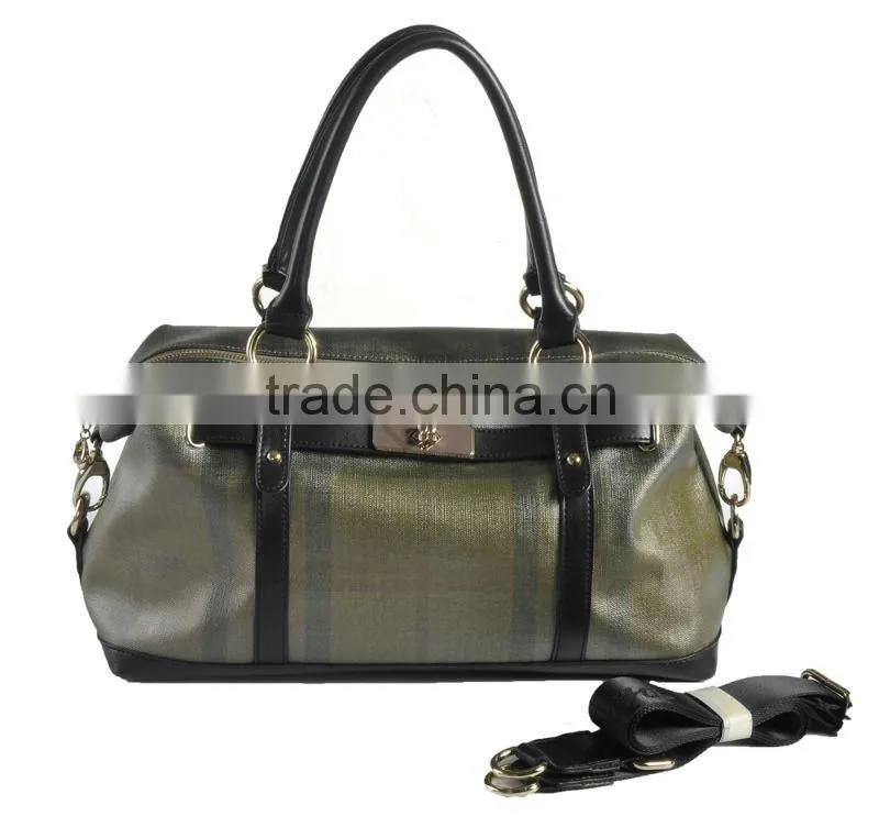 Summer hot! Plaid printed PU with Belt lock Tote fashion ladies handbags 2012