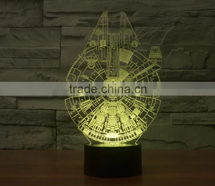 7 Color Changing Space Ship 3D Led Light