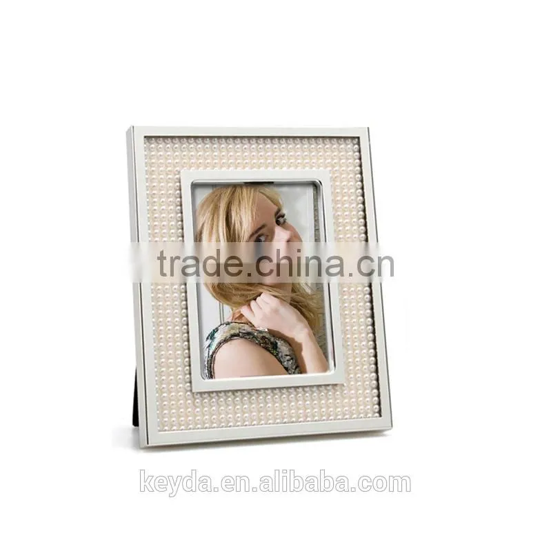 2015 hot design desktop rectangle shaped 10 inch pearl photo frame for wedding