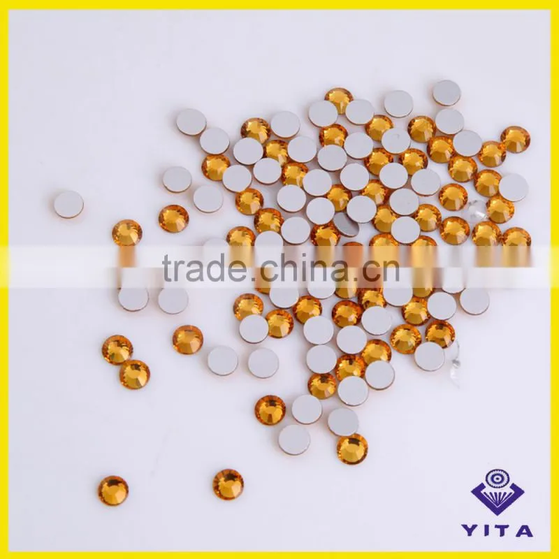 China high quality non hot fix clear gold flatback shiny rhinestone wholesale