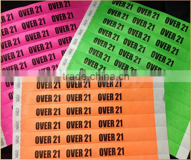 3/4" * 10 inch custom waterproof cheap tyvek paper wristbands