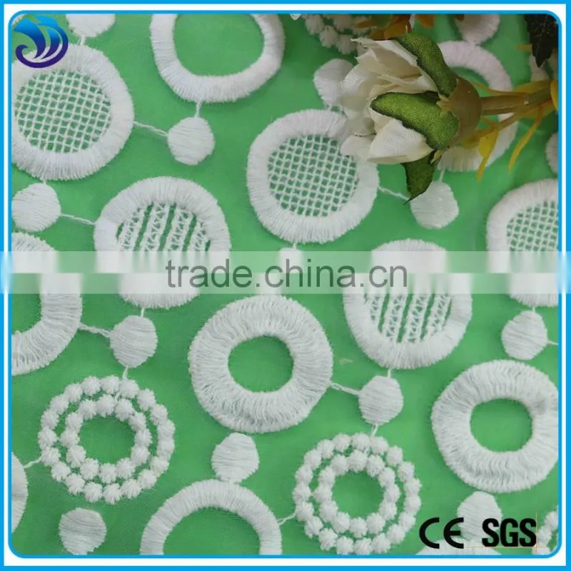 circle Design 100%cotton yarn embroidery lace fabric for garment
