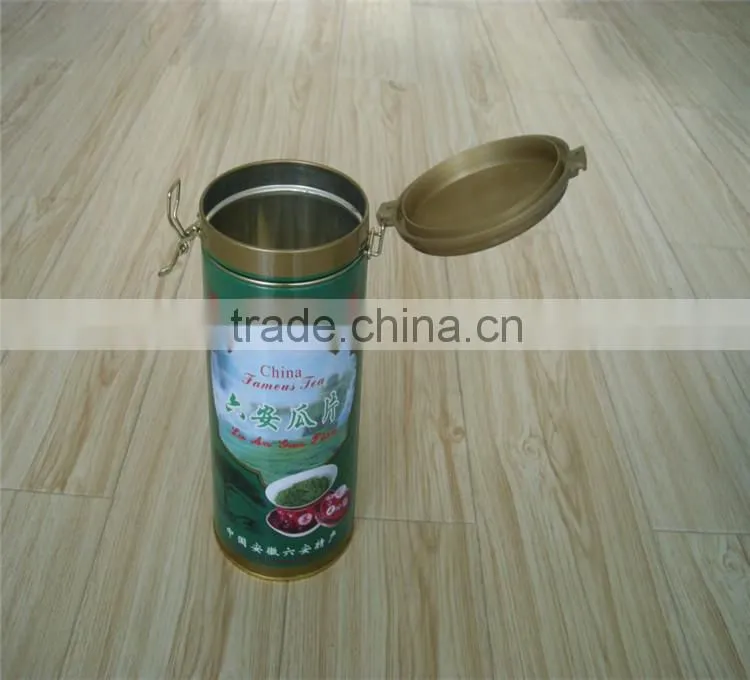round big tall round tea can with flip-lock