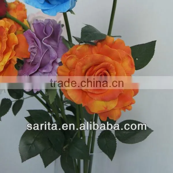 factory price artificial real touch rose with blue colors