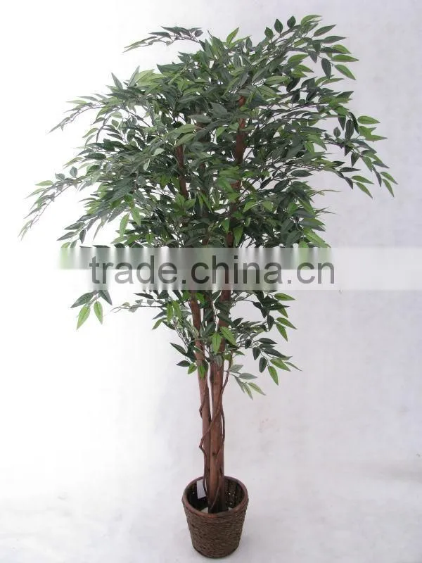 Artificial olive tree with trunks twist together potted in planter