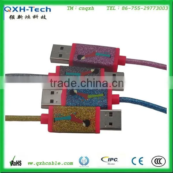 Custom EL wire glowing cable for mobilephone EL wire data cable