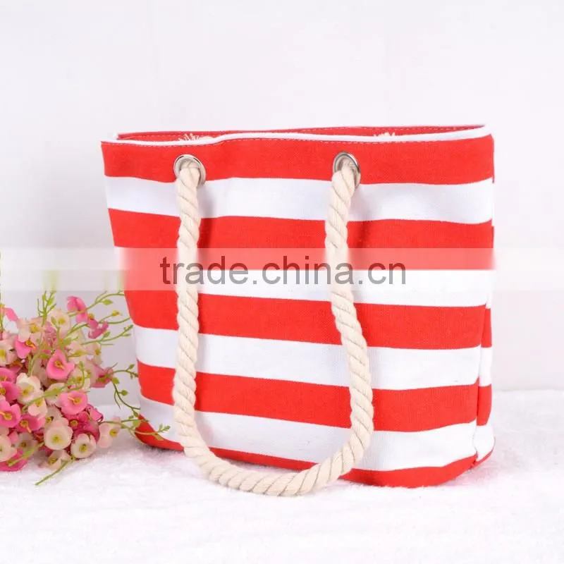 Hot summer 2015 strip beach bag canvas material