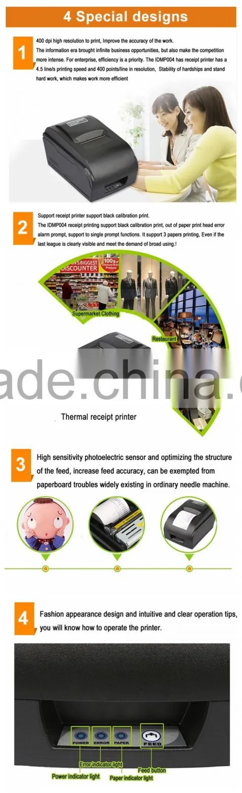 IDMP004 RS232 Bluetooth Android 76mm Dot Matrix Pos Receipt Printer