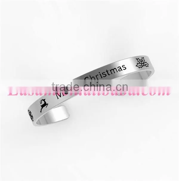Zinc alloy main material christmas jewelry letter christmas element cuff bangle