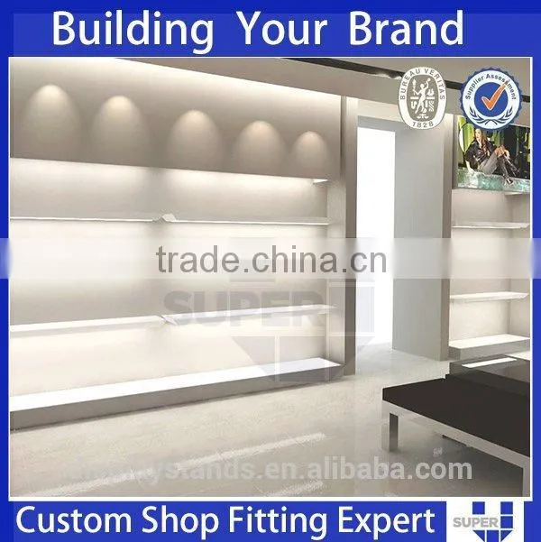 Wall-mount-shoe-display-shelf cabinet retail shoes tables with LED light
